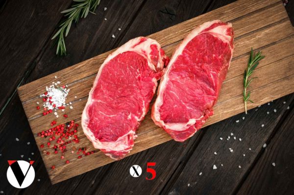 cinq faux filets limousine 220gr, viandes à domicile